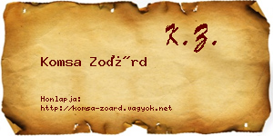 Komsa Zoárd névjegykártya